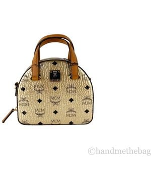 MCM Half Moon Mini Round Top Tote Crossbody Bag - Black