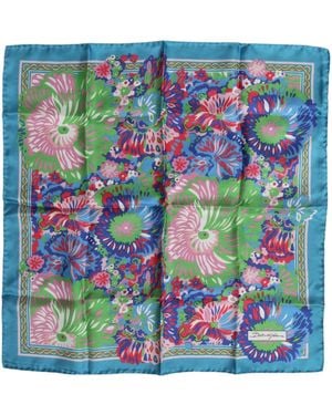 Dolce & Gabbana Multicolour Floral Print Square Foulard Scarf - Blue