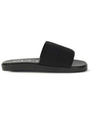 Gucci Black Fabric Flat Sandals