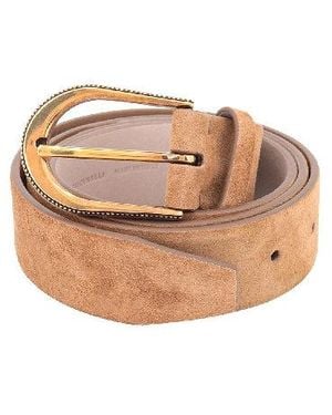 Brunello Cucinelli Beige Leather Regular Belt - Pink