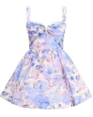 Zimmermann Rebellion Drape Mini Dress - Blue