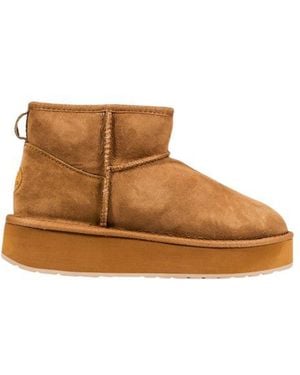 EMU Beige Leather Ankle Boots - Brown