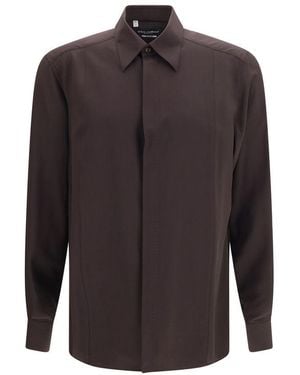 Dolce & Gabbana Brown Silk Shirt