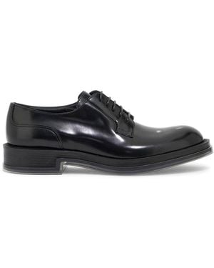 Alexander McQueen Glossy Leather Lace-Up Float Shoes - Black