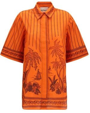 ALÉMAIS Orange Cotton Pattern Shirt