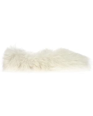 Jil Sander White Fur Slippers - Natural