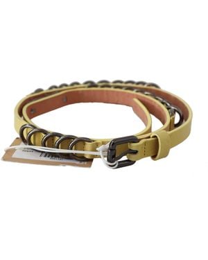 John Galliano Yellow Leather Luxury Slim Buckle Fancy Belt