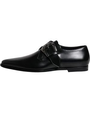 Dolce & Gabbana Black Leather Monk Strap Derby Formal Shoes