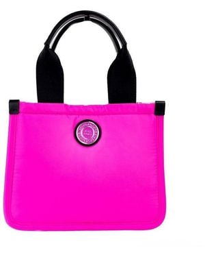Marc Jacobs Small Neon Fuchsia Nylon Fabric Tote Convertible Bag Purse - Pink