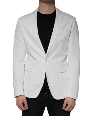 Dondup White Single Breasted One Button Dress Formal Blazer - Grey