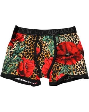Dolce & Gabbana Brown Leopard Print Regular Boxer Underwear - Red