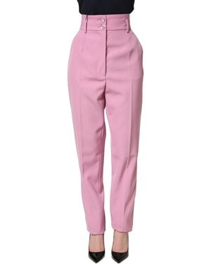 Dolce & Gabbana Pink High Waisted Polyester Trouser Trousers