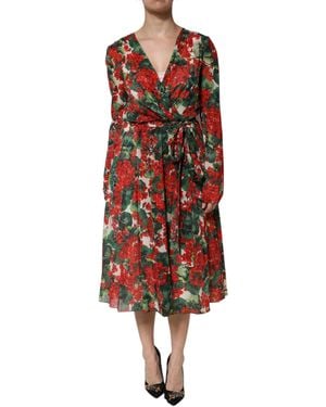 Dolce & Gabbana Multicolour Floral Long Sleeves V - Red