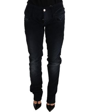 Acht Blue Washed Cotton Denim Low Waist Loose Fit Pants Jeans