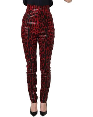 Dolce & Gabbana Red Leopard Skinny High Waist Denim Jeans