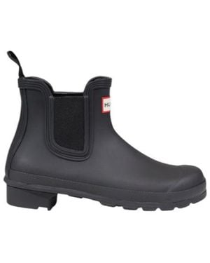 HUNTER Black Recycled Polyester Ankle Boots