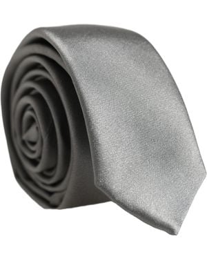 Dolce & Gabbana Grey Satin 100% Silk Adjustable Tied Men Necktie Tie