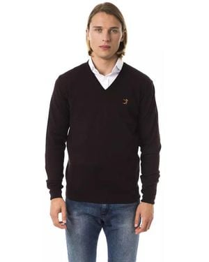 Uominitaliani V-neck Emroidered Jumper - Black