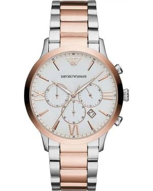 Emporio Armani Armani Giovanni Chronograph Quartz White Dial Mens Watch - Metallic