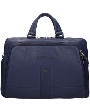 Piquadro Blue Leather Business And Laptop Bags