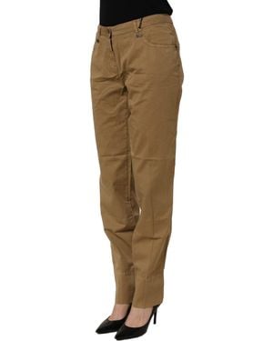 Plein Sud Brown Straight Cotton Stretch Chino Pants - Green