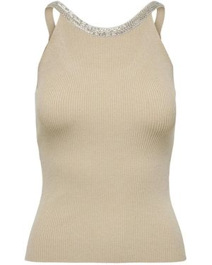 ONLY Beige Nylon Elastane Tank Tops - Natural