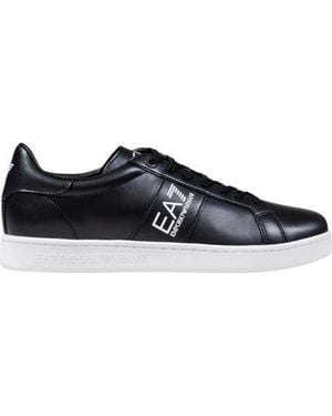 EA7 Black And White Leather Trainers