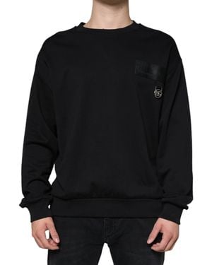 Dolce & Gabbana Black Logo Cotton Long Sleeves Sweatshirt Sweater