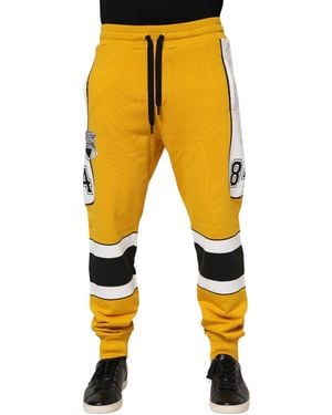 Dolce & Gabbana Yellow Cotton Logo Jogger Sweatpants Pants