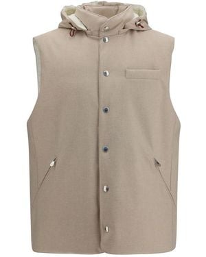 Brunello Cucinelli Beige Wool Oves Aries Sleeveless Jacket - Natural