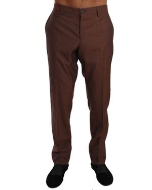 Dolce & Gabbana Wool Silk Formal Trousers Trousers - Brown