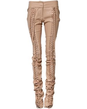 Dolce & Gabbana Laceup Leather Pants - Natural