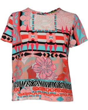 Versace Jeans Couture Multicolor Print Short Sleeves Blouse Top - Red