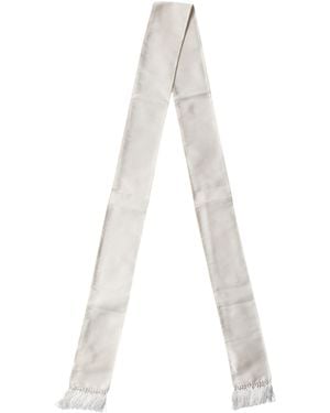 Dolce & Gabbana Men White Satin Silk Fringed Lace Stole Scarf