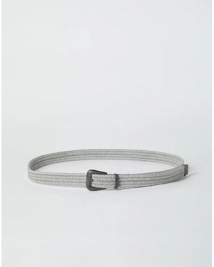 Brunello Cucinelli Bicolor Linen Belt - Gray
