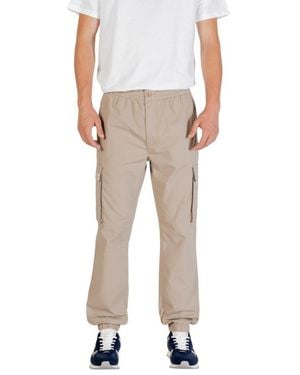 Calvin Klein Brown Cotton Cargo Trousers - Natural