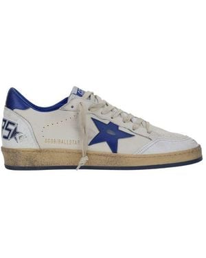 Golden Goose White Calf Leather Bos Taurus Low Top Trainers - Blue