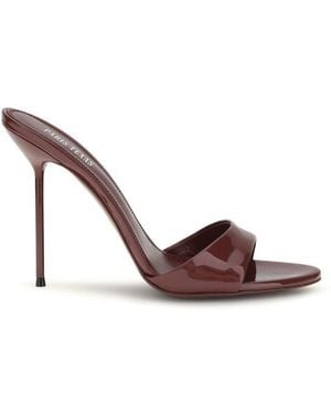 Paris Texas Bordeaux Calf Leather Bos Taurus Stiletto Heel Sandals - Brown