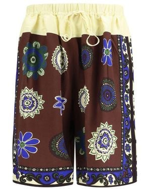 ALÉMAIS Multicolour Viscose Bermuda Shorts - Blue