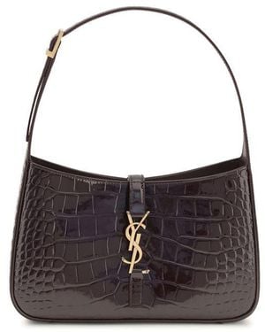 Saint Laurent Bordeaux Crocodile Shoulder Bag - Black