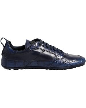 Dolce & Gabbana Dark Blue Leather Low Top Men Sneakers Shoes