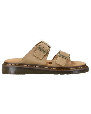 Dr. Martens Beige Leather Flat Sandals - Metallic