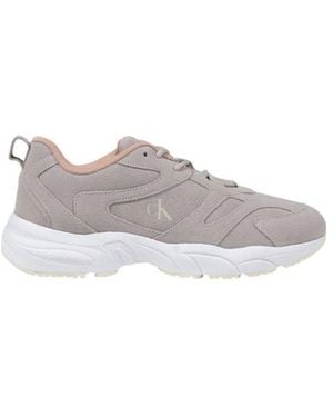 Calvin Klein Grey Artificial Leather Athletic Trainers - White