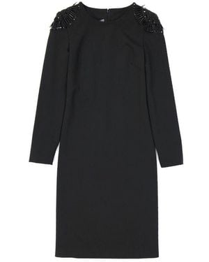 Alberta Ferretti Knee-Length Wool Blend Dress - Black