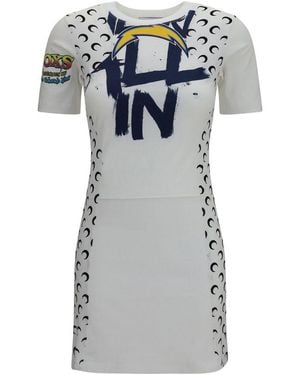 Marine Serre White Cotton Casual Dress - Blue