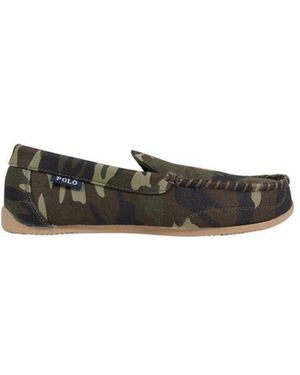 Ralph Lauren Green Textile Slippers - Black
