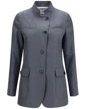 Lardini Grey Linen Coat - Blue