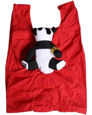 Dolce & Gabbana Polyester Panda Stuffed Ecobag Tote Borse Bag Accessory - Red