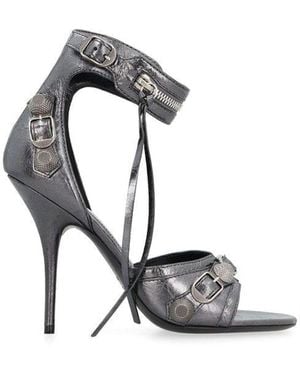 Balenciaga Cagole Leather Sandals - Metallic