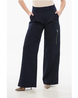 Ami Paris High-Waisted Wool Pleated Trousers - Blue